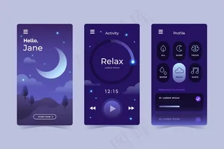 平面设计冥想应用程序集