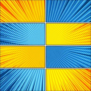 黄色和蓝色幽默效果不同的明亮爆炸背景。