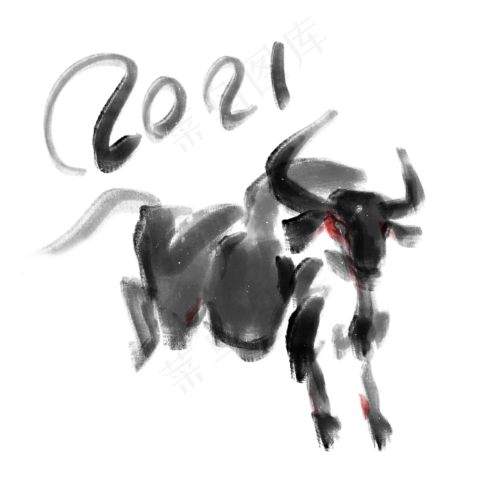 2021水墨风牛年