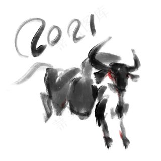 2021水墨风牛年