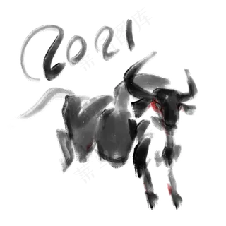 2021水墨风牛年