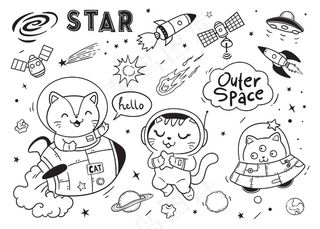 你好太空猫为孩子们涂鸦