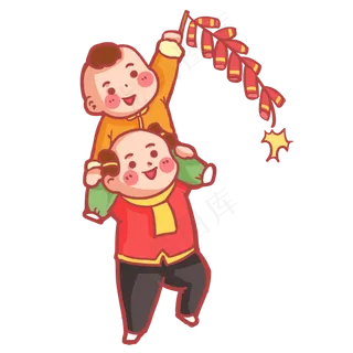 2021年新年儿童点鞭炮