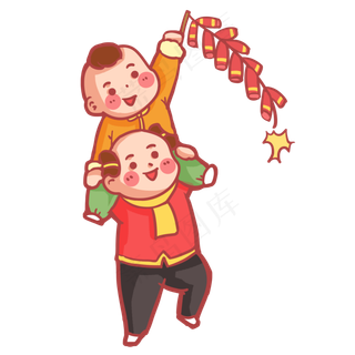 2021年新年儿童点鞭炮