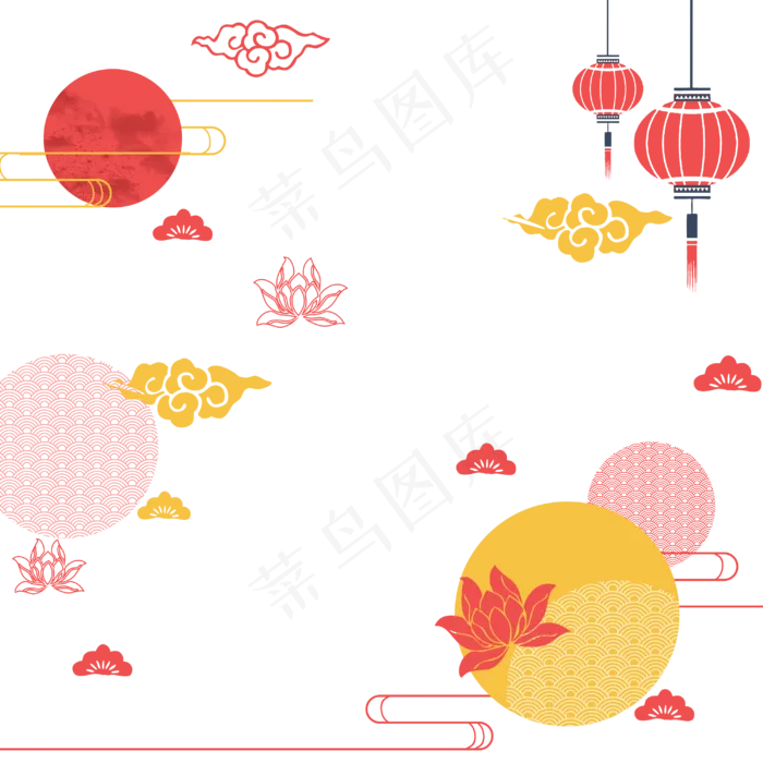 红色黄色中秋底纹(3000X3000(DPI:300))psd模版下载