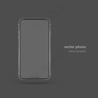黑色矢量电话隔离在黑色背景上
