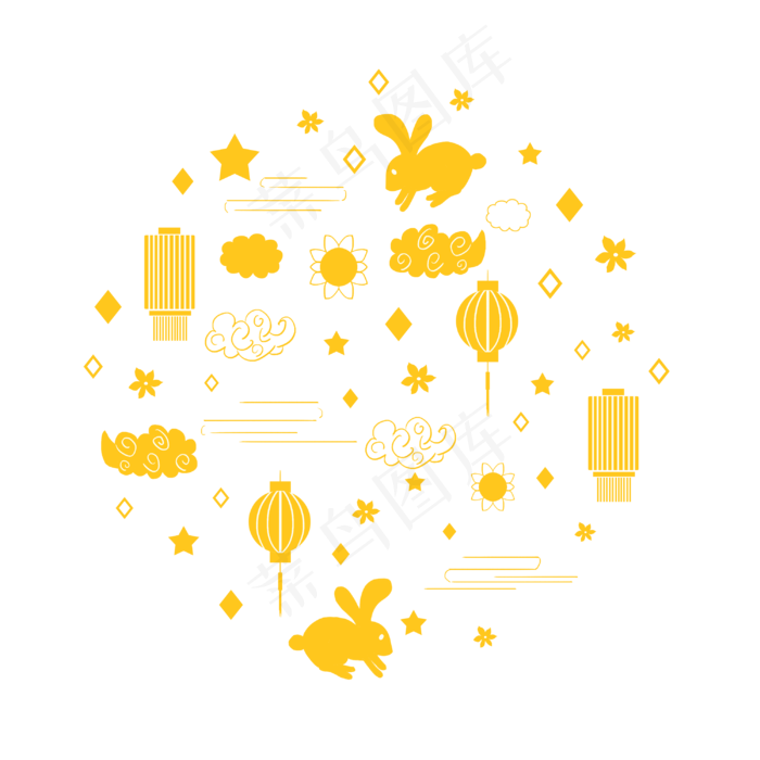 中秋花好月圆玉兔(3000X3000(DPI:300))psd模版下载