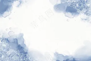 优雅的海军蓝酒精墨水背景与花