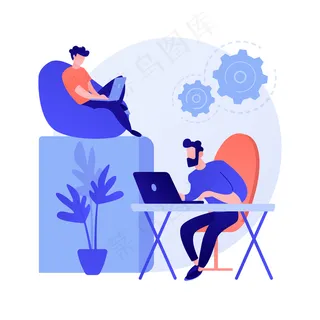 技术支持。系统校准、软件配置、设置调整。专业电脑维修服务，技师职业概念图