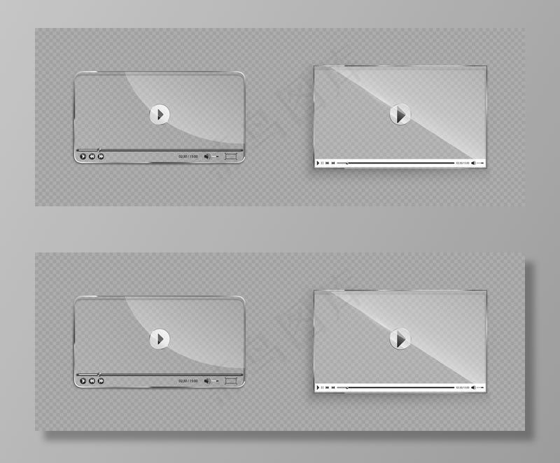 玻璃视频播放器接口，透明窗口eps,ai矢量模版下载