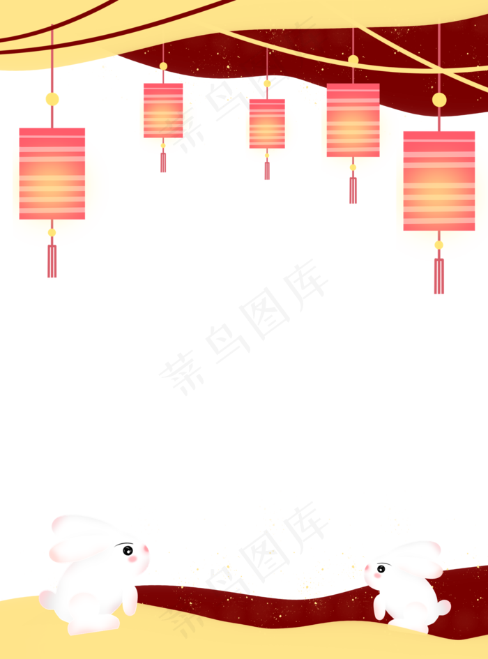 中秋节花灯装饰剪纸边框(2000X2700(DPI:96))psd模版下载