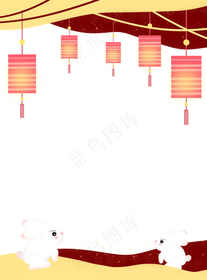 中秋节花灯装饰剪纸边框(2000X2700(DPI:96))psd模版下载