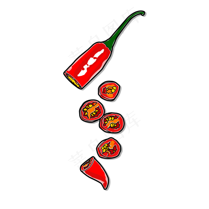 手绘辣椒红色新鲜食材(1500X1500(DPI:300))psd模版下载