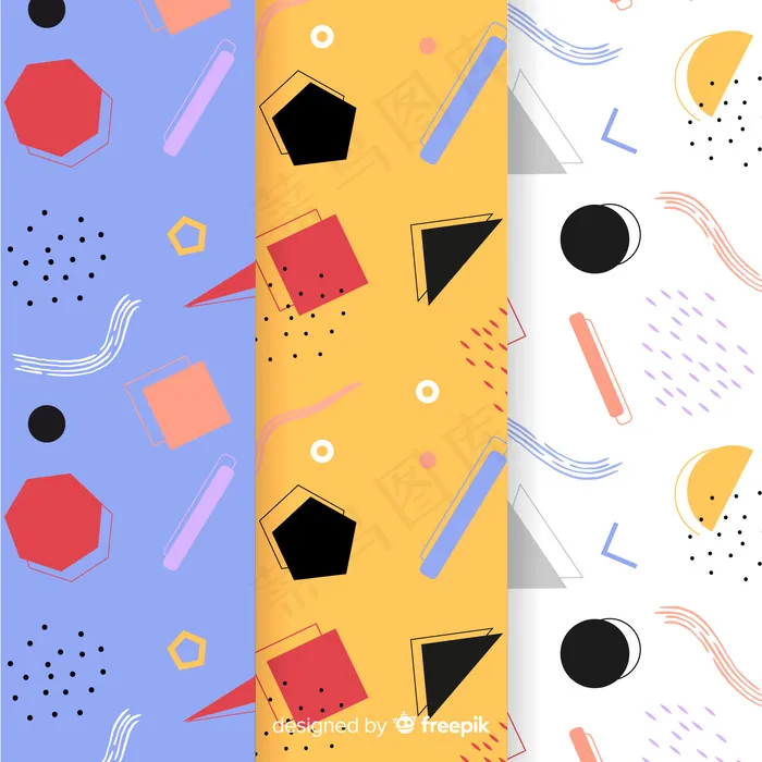 缤纷孟菲斯图案系列eps,ai矢量模版下载