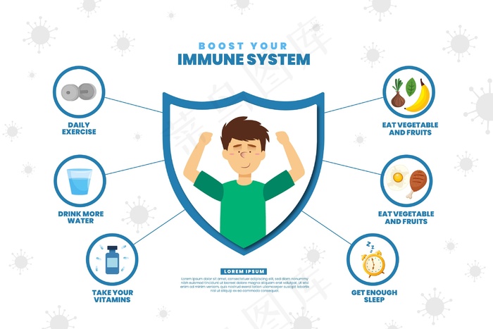 增强免疫系统信息图eps,ai矢量模版下载