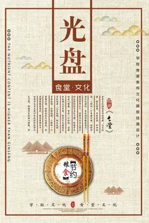 校园餐厅食堂挂画标语海报反对浪费节约粮食