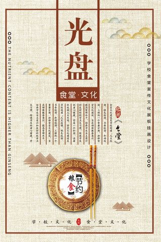 校园餐厅食堂挂画标语海报反对浪费节约粮食