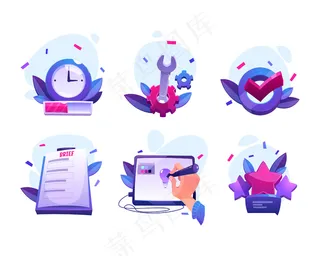 设计师工作过程卡通图标