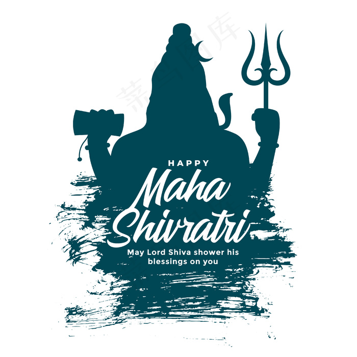 Maha shivratri背景与湿婆神剪影eps,ai矢量模版下载