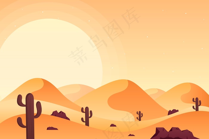 沙漠景观-视频会议背景eps,ai矢量模版下载