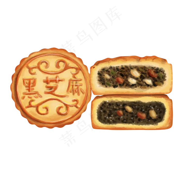 黑芝麻馅月饼(3000X3000(DPI:300))psd模版下载