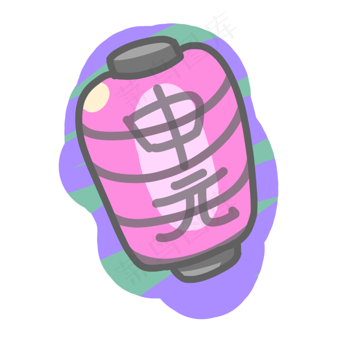 中元节祈愿灯笼插画