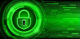 数字背景上的封闭式挂锁，网络安全