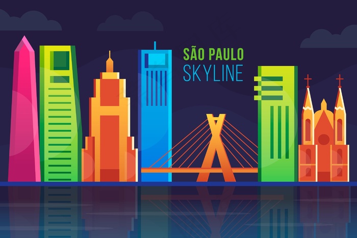 夜晚的圣保罗地标