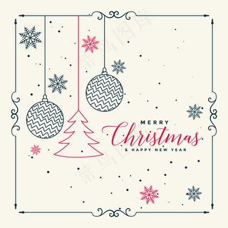 圣诞快乐时尚线条艺术背景