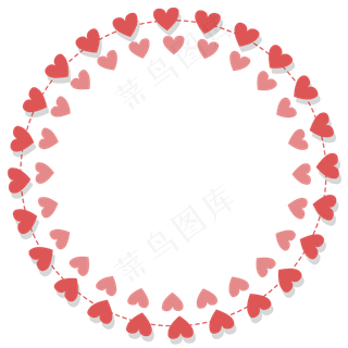 七夕爱心环形边框