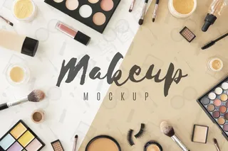 俯视美容产品布置图