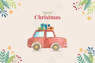 水彩画圣诞背景