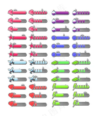 一套2风格的游戏ui石头进度条