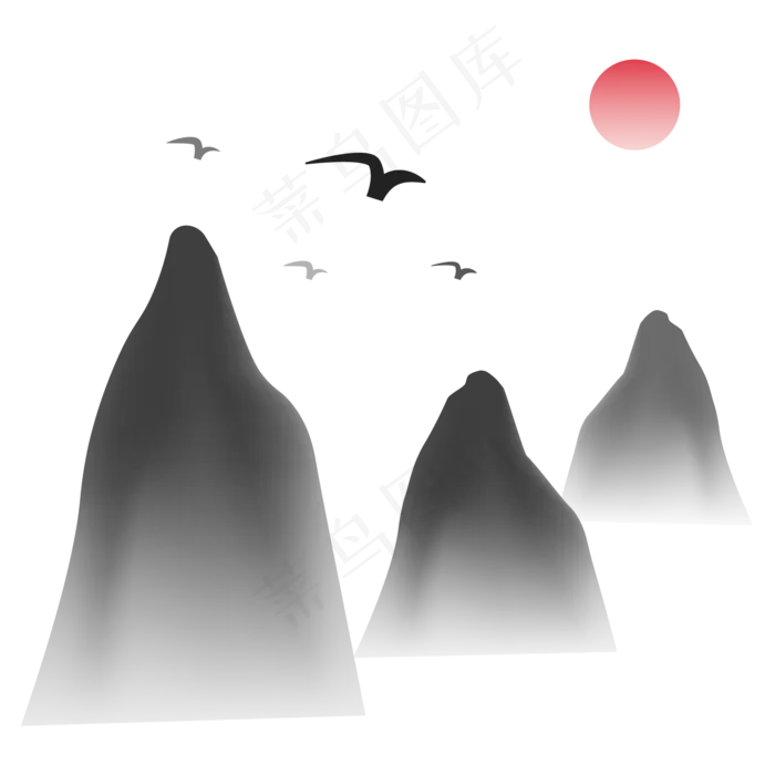 中国风大雁南飞(2000*2000px 300 dpi )ai矢量模版下载