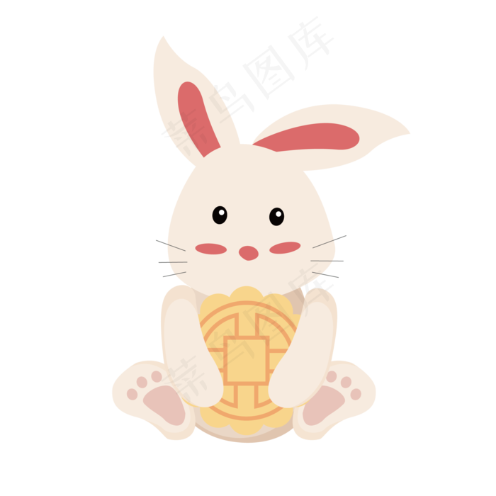 可爱兔子吃月饼插画元素