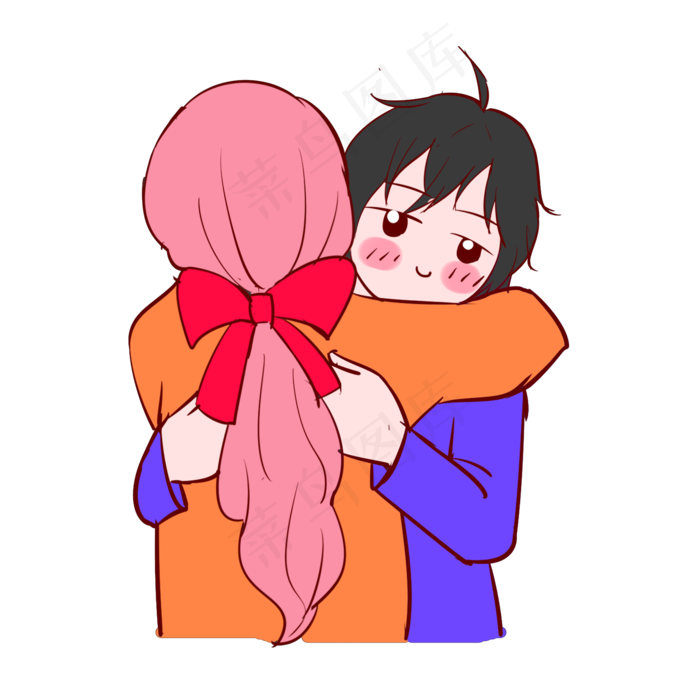 七夕情人节拥抱情侣插画