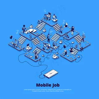 使用电话的在线商务概念，数字领域的职业生涯，移动营销和网络。