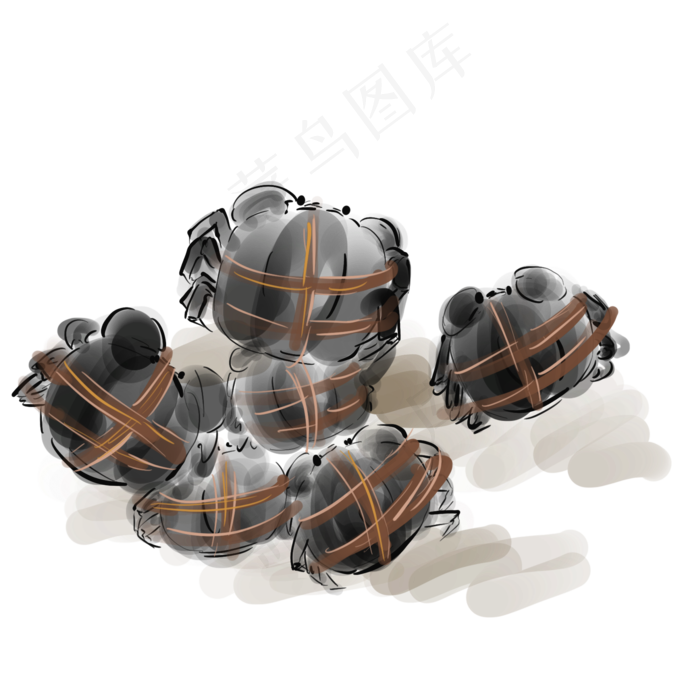 中秋节水墨大杂蟹