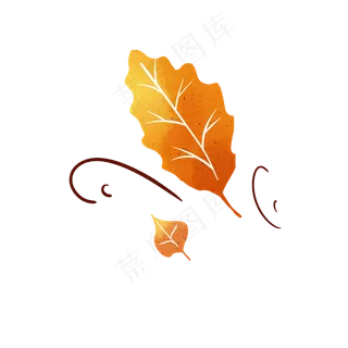 秋天风吹叶子手绘元素