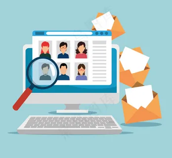 带信息和放大镜的计算机网站技术