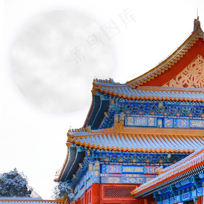 中秋故宫屋檐月光景色
