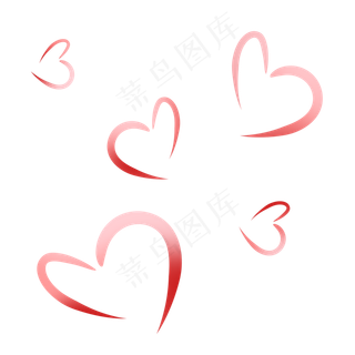 心形彩带浪漫节日装饰素材