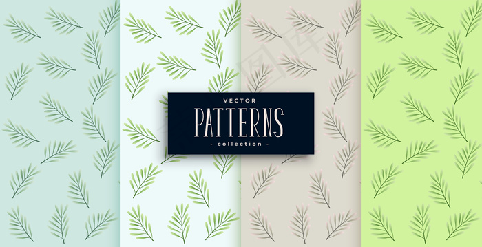 以四种颜色设置的叶子图案