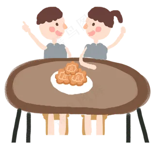 一起吃月饼的情侣