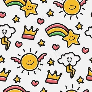 手绘卡瓦伊涂鸦卡通图案