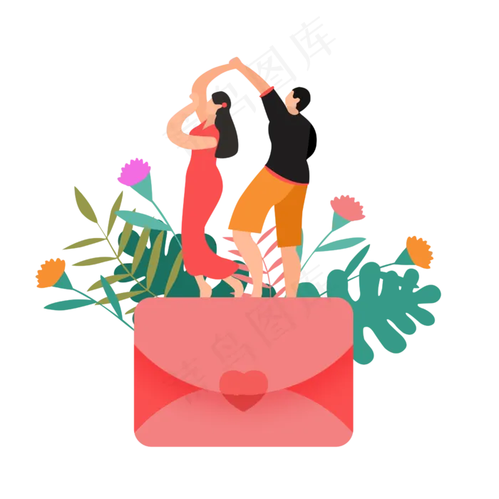 七夕情人节恋人情侣舞蹈装饰(2500X2500(DPI:300))psd模版下载