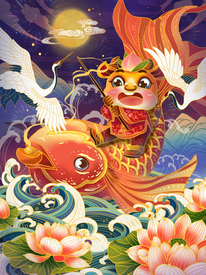 牛年插画 牛年海报 新春海报