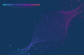 具有连接线和点的抽象多边形背景。