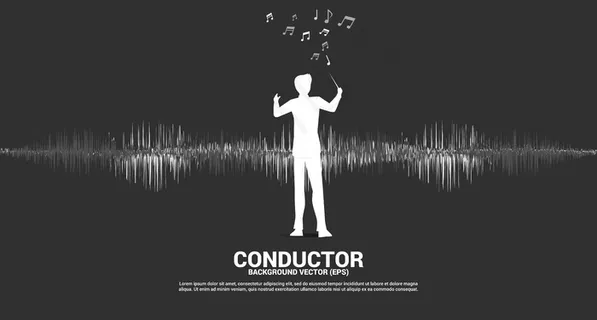 带有声波音乐均衡器背景的导体矢量轮廓。