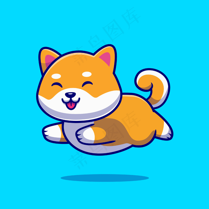 可爱的石坝犬奔跑卡通图标插图。eps,ai矢量模版下载